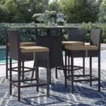 Volta Outdoor Patio Bar Sets 4 Chairs and 1 Table (Dark Brown) - Image 9