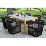 Xini Outdoor Patio Seating Set 6 Chairs and 1 Table Set (Black + Grey)