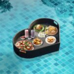 Núria Luxury Floating Serving Tray For Swimming Pool - Black (Heart Shape)