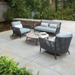 Trecla Outdoor Garden Balcony Sofa Set 2 Seater , 2 Single Seater 1 Center Table Set (Dark Grey) Braided and Rope