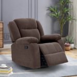 Avalon - Rocking & Rotating Single Seater Fabric Recliner In Dark Brown Colour