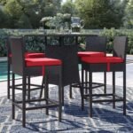 Volta Outdoor Patio Bar Sets 4 Chairs and 1 Table (Dark Brown) - Image 20