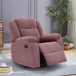 Avalon - Rocking & Rotating Single Seater Fabric Recliner In Pink Colour
