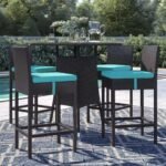 Volta Outdoor Patio Bar Sets 4 Chairs and 1 Table (Dark Brown)
