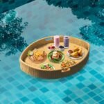 Célia Luxury Floating Serving Tray For Swimming Pool -  Honey (Boat Shape)