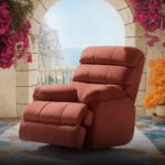 Avalon Posture pro Rocking & Rotating Single Seater Premium Leatherette Recliner, Tan, Motorized