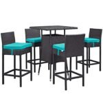 Volta Outdoor Patio Bar Sets 4 Chairs and 1 Table (Dark Brown) - Image 2