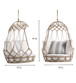 Vegan Single Seater Hanging Swing Without Stand For Balcony (Natural Brown) Braided & Rope - Image 5
