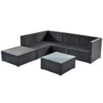 Ollie Outdoor Patio Sofa Set 4 Seater and 1 Table With 1 Ottoman Set (Black + Cream) - Image 5