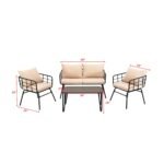 Blog Outdoor Sofa Set 2 Seater , 2 Single seater and 1 Center Table Set (Black + Beige) - Image 8