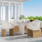 Homela Outdoor Patio Seating Set 4 Chairs and 1 Table Set (Tan + White) - Image 2
