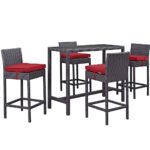 Lomeo Outdoor Patio Bar Sets 4 Chairs and 1 Table (Dark Brown) - Image 22