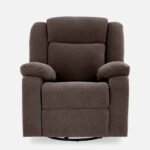 Avalon - Rocking & Rotating Single Seater Fabric Recliner In Dark Brown Colour - Image 2