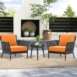 Tito Outdoor Patio Seating Set 2 Chairs and 1 Table Set (ORANGE) Braided & Rope