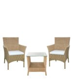 Babai Outdoor Patio Seating Set 2 Chairs and 1 Table Set (Cream) - Image 2
