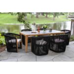Xini Outdoor Patio Seating Set 6 Chairs and 1 Table Set (Black + Grey) - Image 2