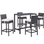 Lomeo Outdoor Patio Bar Sets 4 Chairs and 1 Table (Dark Brown) - Image 25