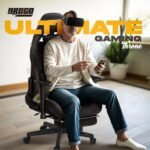 Drogo ProForm Suede Ergonomic Gaming Chair Adjustable Seat & Massager Lumbar Pillow - Image 2