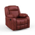 Avalon Rocking & Rotating Crimson Red Single Seater Suede Fabric Recliner - Image 3