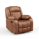 Avalon Rocking & Rotating Desert Orange Single Seater Suede Fabric Recliner - Image 3