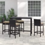 Lomeo Outdoor Patio Bar Sets 4 Chairs and 1 Table (Dark Brown) - Image 7