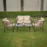 Parna Outdoor Garden Balcony Sofa Set 2 Seater , 2 Single Seater 1 Center Table Set Braided and Rope - Image 4