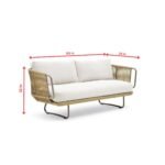 Elix Outdoor Sofa Set 2 Seater, 2 Single seater and 1 Center Table with ottoman (Tan) Braided & Rope - Image 6