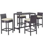 Lomeo Outdoor Patio Bar Sets 4 Chairs and 1 Table (Dark Brown) - Image 12