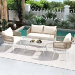 Frias Outdoor Sofa Set 2 Seater, 2 Single seater and 1 Center Table Braided & Rope - Image 2