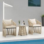 Varqo Outdoor Patio Seating Set 2 Chairs and 1 Table Set Braided & Rope - Image 10