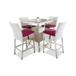 Forst Outdoor Patio Bar Sets 4 Chairs and 1 Table (White) - Image 3