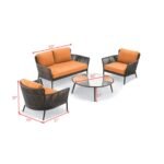 Rua Outdoor Garden Balcony Sofa Set 2 Seater , 2 Single Seater 1 Center Table Set (Dark Grey) Braided and Rope - Image 6