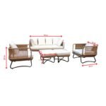 Kuub Outdoor Sofa Set 3 Seater, 2 Single seater,2 Ottoman(Tan) - Image 5