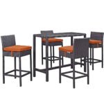 Lomeo Outdoor Patio Bar Sets 4 Chairs and 1 Table (Dark Brown) - Image 18