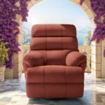 Avalon Posture pro Rocking & Rotating Single Seater Premium Leatherette Recliner, Tan, Motorized - Image 2