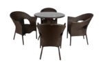 Ace Outdoor Patio Seating Set 4 Chairs and 1 Table Set (Dark Brown) - Image 2