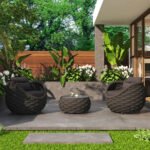 Outlee Outdoor Patio Seating Set 2 Chairs and 1 Table Set (Dark Grey) Braided & Rope - Image 2