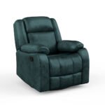 Avalon Rocking & Rotating Midnight Blue Single Seater Suede Fabric Recliner - Image 4