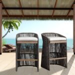 Erim Outdoor Patio Bar Chair 2 Chair For Balcony Braided & Rope - Image 2