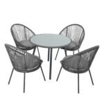 Votion Outdoor Patio Seating Set 4 Chairs and 1 Table Set (Grey) - Image 2