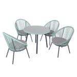 Piel Outdoor Patio Seating Set 4 Chairs and 1 Table Set (Turquoise) - Image 2
