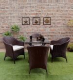 Dushtu Outdoor Patio Seating Set 4 Chairs and 1 Table Set (Dark Brown) - Image 2