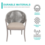 Detect Outdoor Patio Seating Set 2 Chairs and 1 Table Set (Grey) Braided & Rope - Image 12