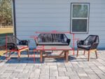 Cybella Outdoor Garden Balcony Sofa Set 2 Seater , 2 Single Seater 1 Center Table Set (Black) Braided and Rope - Image 4