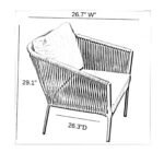 Milano Outdoor Patio Seating Set 2 Chairs and 1 Table Set (Grey) Braided & Rope - Image 6