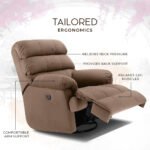 Avalon Posture Pro Rocking & Rotating Single Seater Fabric Recliner, Brown, Motorized - Image 4