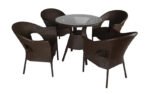 Ace Outdoor Patio Seating Set 4 Chairs and 1 Table Set (Dark Brown) - Image 3