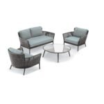 Trecla Outdoor Garden Balcony Sofa Set 2 Seater , 2 Single Seater 1 Center Table Set (Dark Grey) Braided and Rope - Image 2