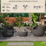Outlee Outdoor Patio Seating Set 2 Chairs and 1 Table Set (Dark Grey) Braided & Rope - Image 3