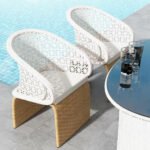 Homela Outdoor Patio Seating Set 4 Chairs and 1 Table Set (Tan + White) - Image 3